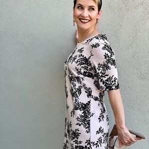 Vince Camuto Sheath Dress Pale Pink with Black Flowers